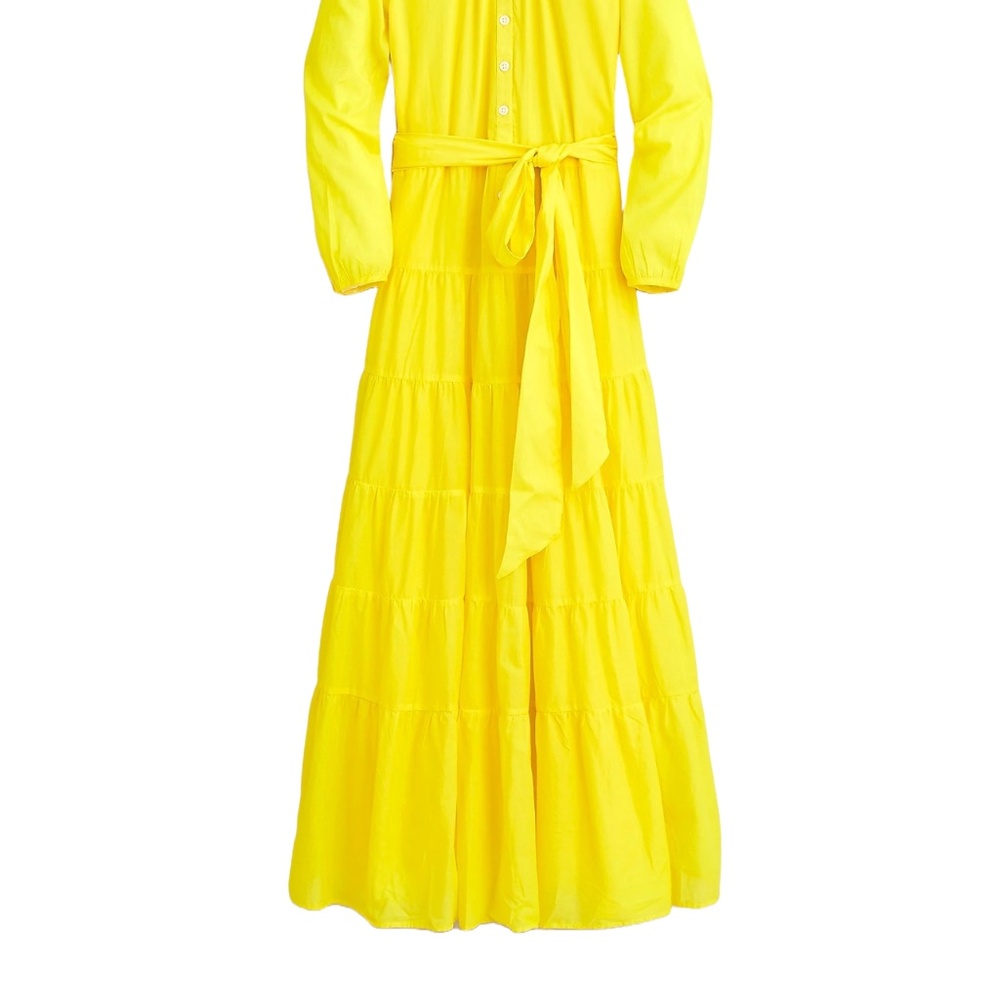J.Crew Belted button-up tiered maxi dress yellow - Picture 2 of 3